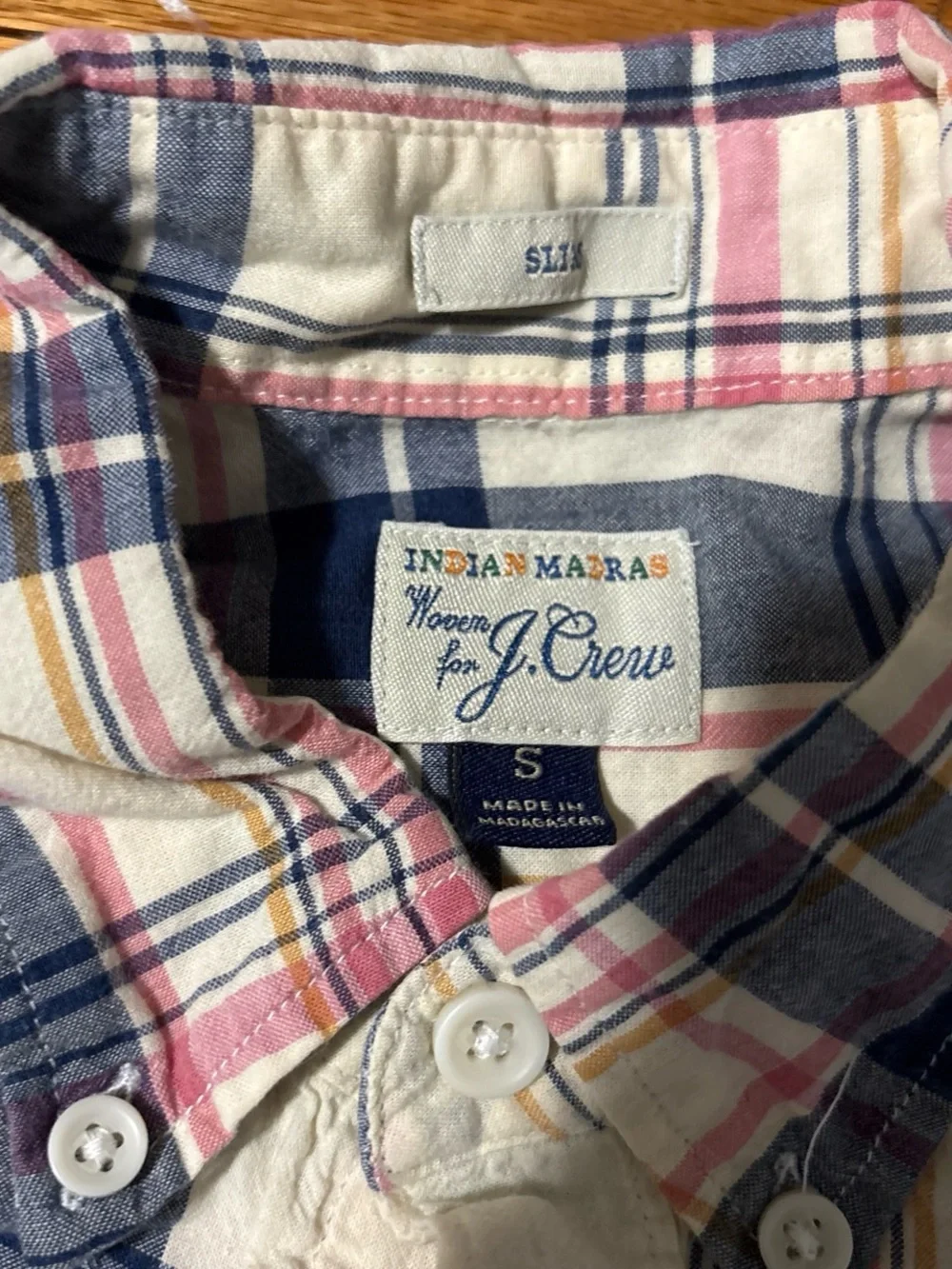 J. Crew White, Navy & Pink Plaid Button-Down Shirt